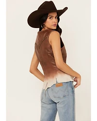 Cripple Creek Women's Ombre Zip Front Studded Leather Vest