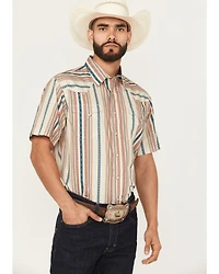 Roper Men's West Made Southwestern Striped Short Sleeve Pearl Snap Western Shirt