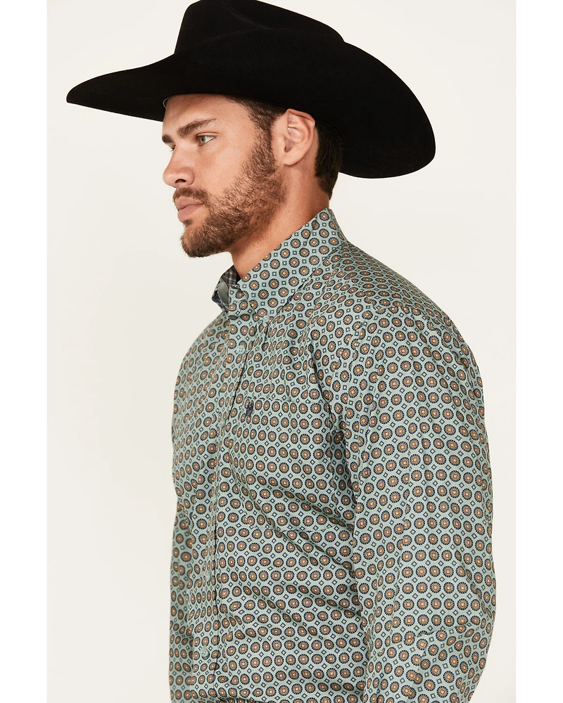 Cinch Men's Circle Geo Print Long Sleeve Button-Down Western Shirt