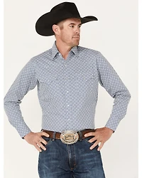 Ely Walker Men's Geo Print Long Sleeve Pearl Snap Western Shirt