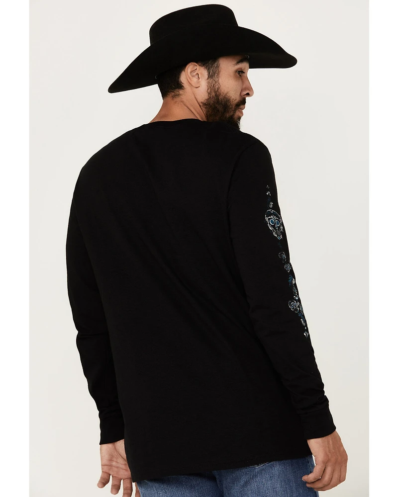 Moonshine Spirit Men's Candy Skull Long Sleeve Graphic T-Shirt
