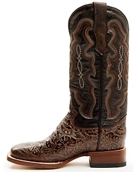 Tanner Women's Hand Tooled Floral Western Boots - Broad Square Toe