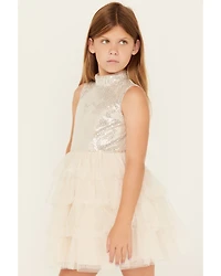 Sugar California Girls' Sequin Ruffle Sleeveless Dress