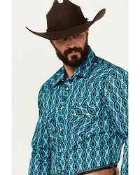 Rock & Roll Denim Men's Southwestern Print Vintage Stretch Western Shirt