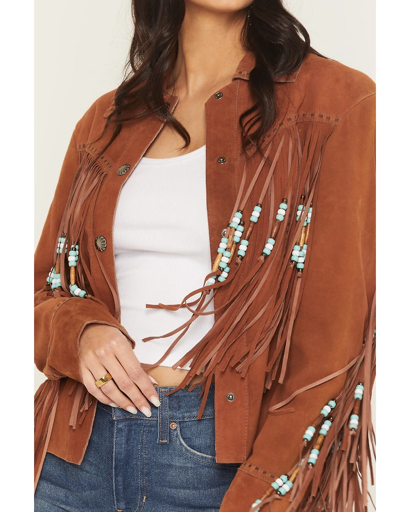 Cripple Creek Women's Amberglow Hand Laced Snap Front Suede Jacket