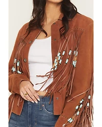 Cripple Creek Women's Amberglow Hand Laced Snap Front Suede Jacket