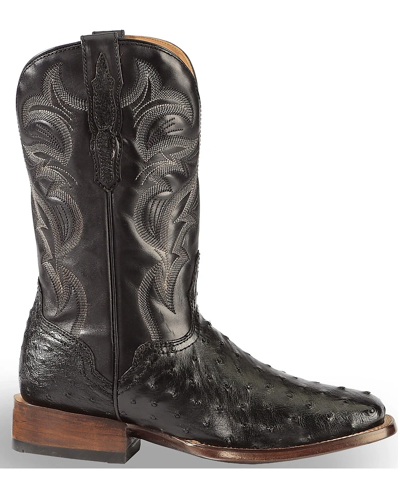 El Dorado Men's Handmade Full Quill Ostrich Stockman Boots - Broad Square Toe