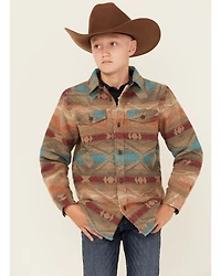 Cody James Boys' Base Camp Southwestern Print Sherpa Lined Shacket