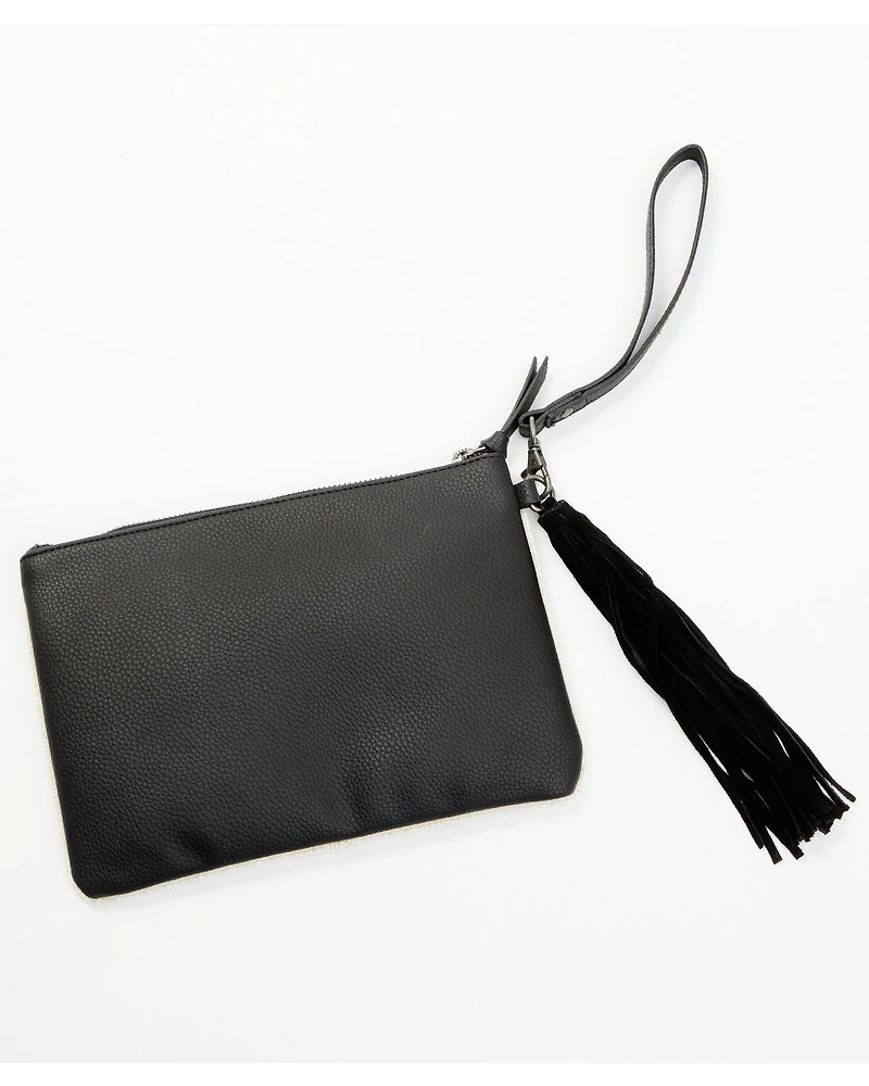 Shyanne Women's Tegan Seed Beaded Cowhide Wristlet Clutch