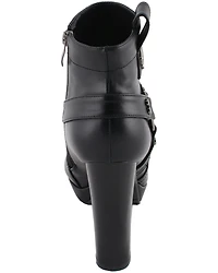 Milwaukee Leather Women's Block Heel Harness Booties - Round Toe