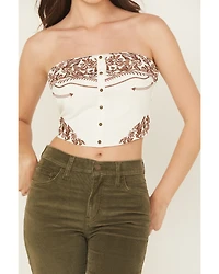 Blue B Women's Western Embroidered Strapless Cropped Shirt
