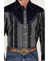 Wrangler Men's Rodeo Ben Striped Long Sleeve Snap Western Shirt