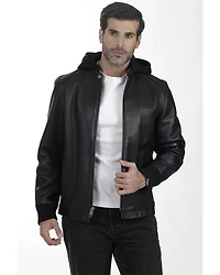 Frye Men's Racer Zip-Up Hooded Leather Jacket
