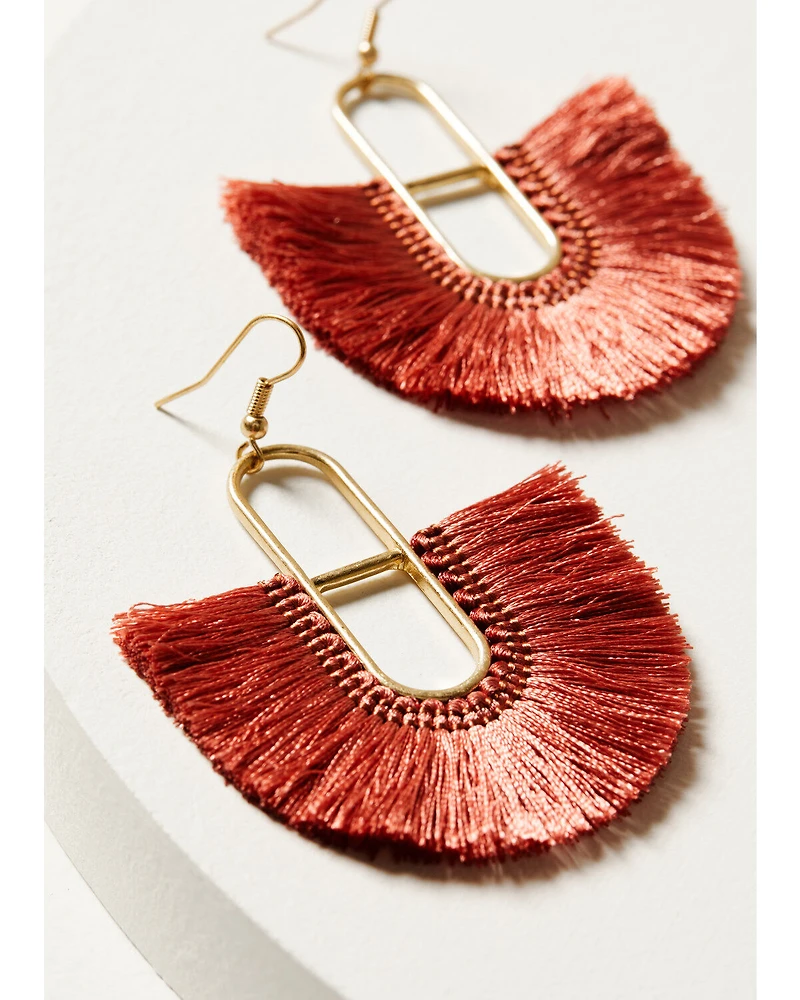 Shyanne Women's Golden Hour Red Fringe Earrings