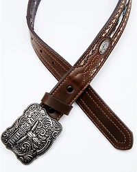 Cody James Boys' Lil Buckaroo Brown Ribbon Belt