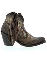 Liberty Black Women's Chloe Leopard Print Braided Fringe Western Booties - Snip Toe