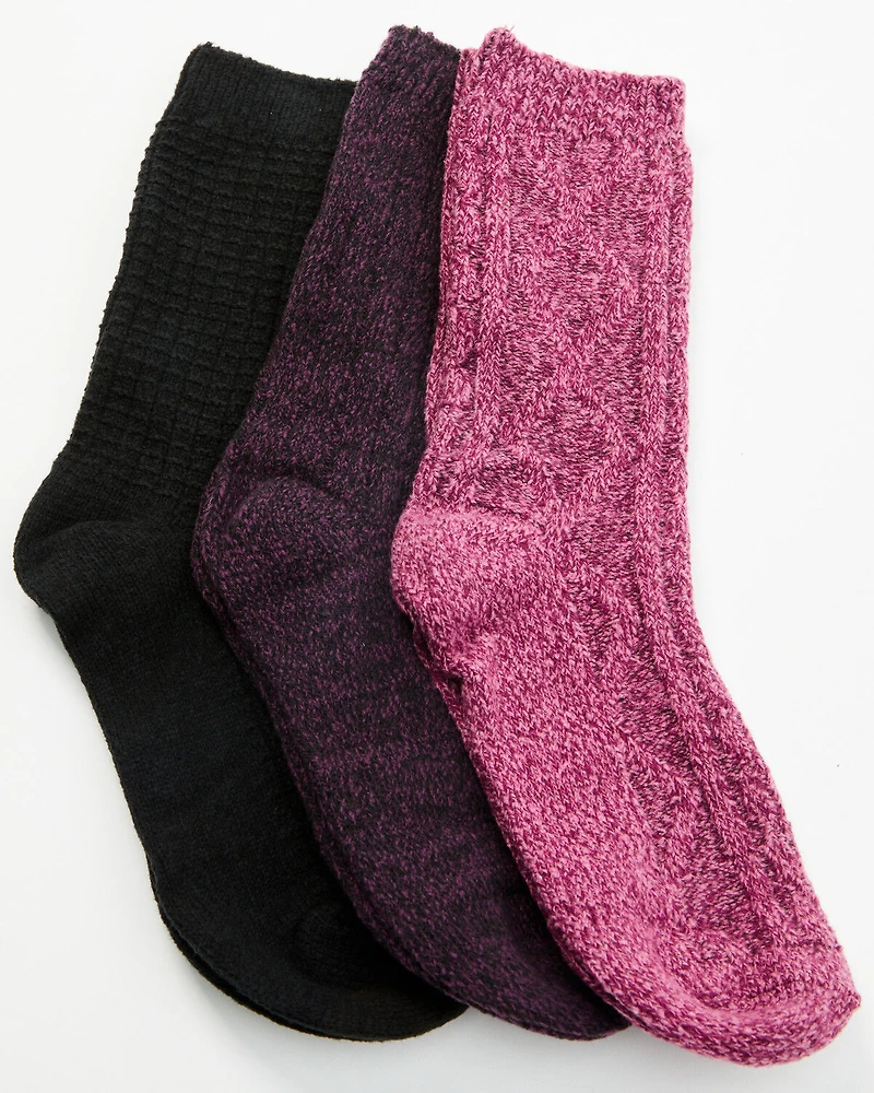 Boot Barn Women's Purple Luxe Cozy Sock Gift Box - 3 Piece