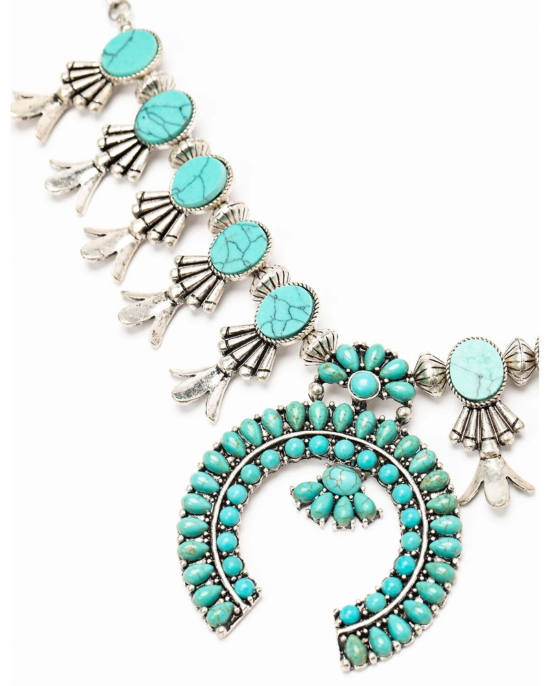 Shyanne Women's Matrix Turquoise Squash Blossom Statement Necklace