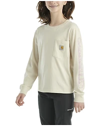 Carhartt Little Girls' Logo Long Sleeve Pocket Tee
