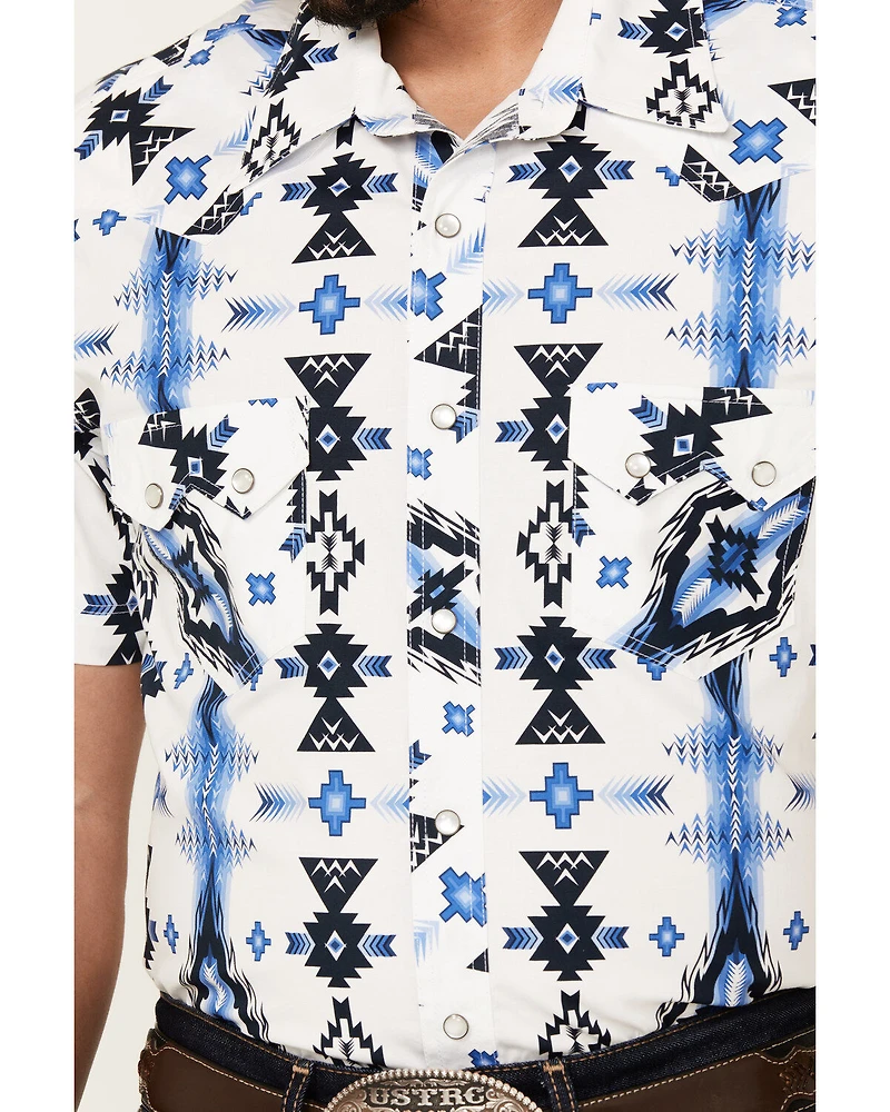 Rock & Roll Denim Men's Southwestern Print Short Sleeve Snap Stretch Western Shirt