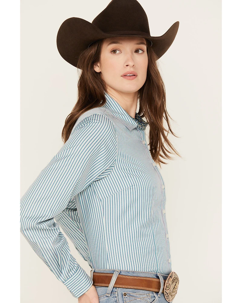 Cinch Women's Striped Long Sleeve Button Down Western Shirt