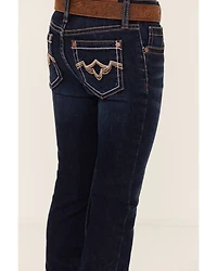 Shyanne Little Girls' Tulsa Dark Wash Bootcut Comfort Stretch Denim Riding Jeans