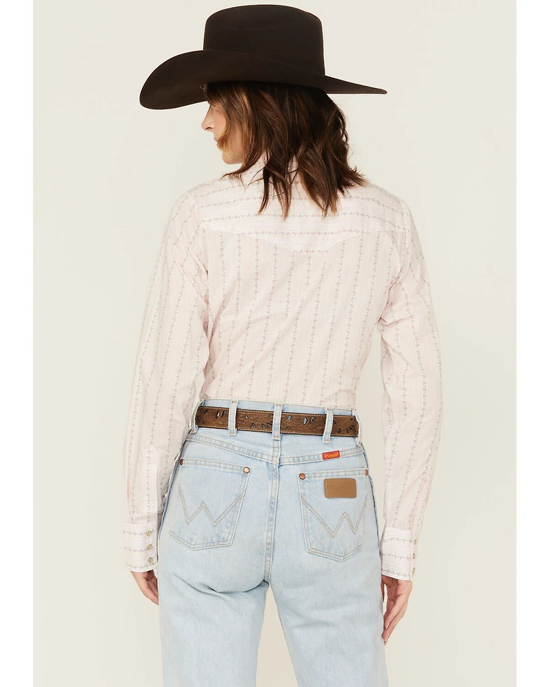 Cowboygirl by Jenna Paulette Women's Wallpaper Print Long Sleeve Pearl Snap Western Shirt