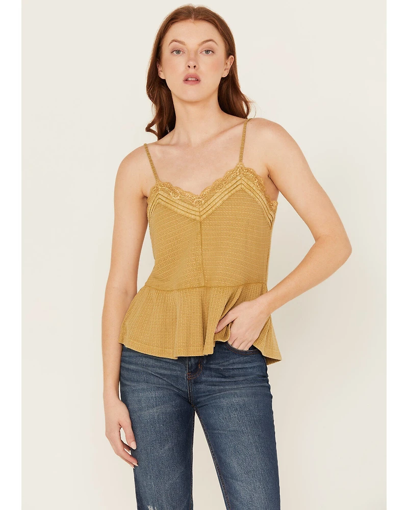 Cleo + Wolf Women's Drop Needle Rib Strappy Tank Top