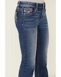 Miss Me Girls' Dark Wash Steerhead Pocket Bootcut Stretch Denim Jeans