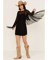 Idyllwind Women's Melvin Lace Fringe Long Sleeve Mini Dress