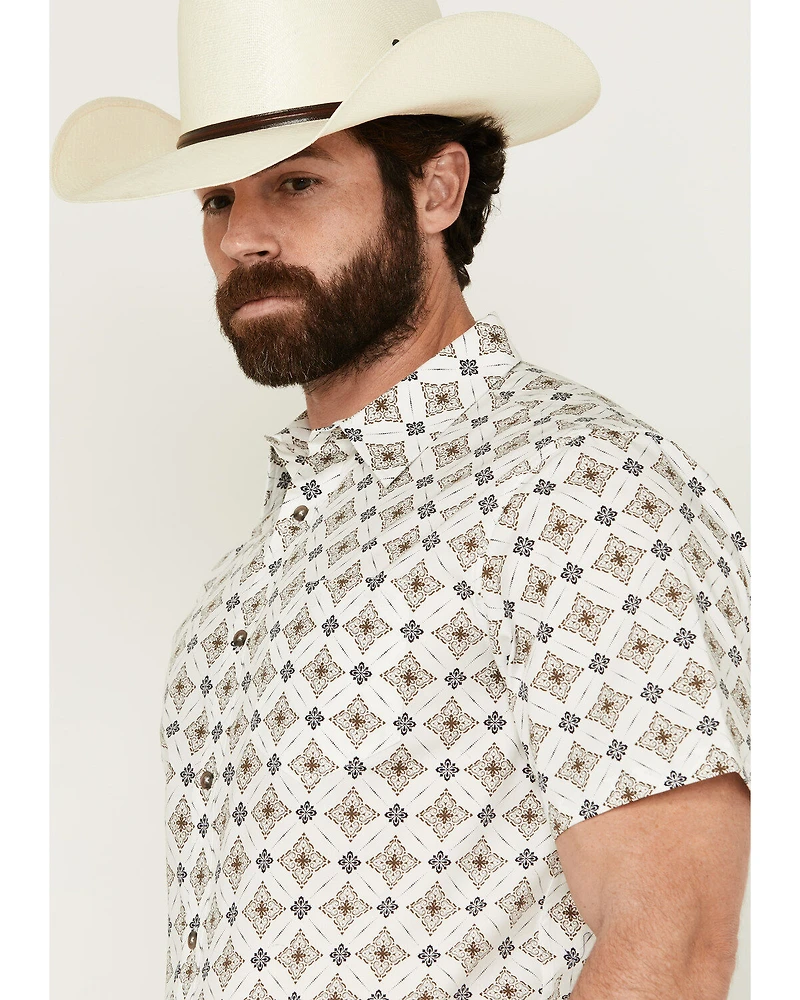 Gibson Men's Hubert Medallion Print Short Sleeve Button-Down Western Shirt
