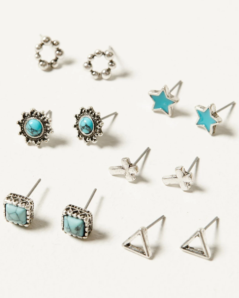 Shyanne Women's Cross Moon Star Multi Earring Set - 14 Piece