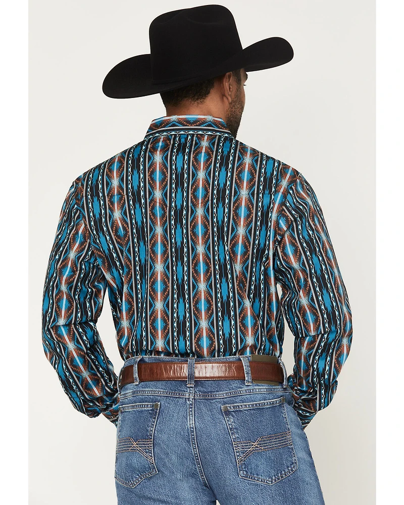 Wrangler Men's Checotah Southwestern Print Long Sleeve Snap Western Shirt