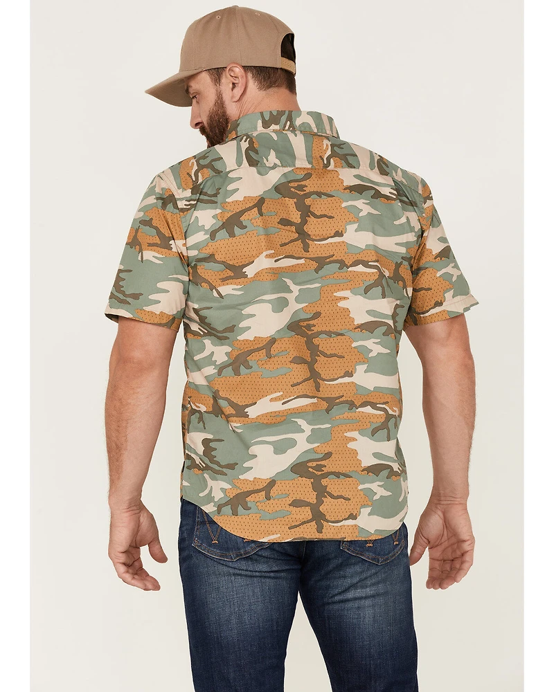 Brixton Men's Charter Camo Print Utility Button Down Western Shirt