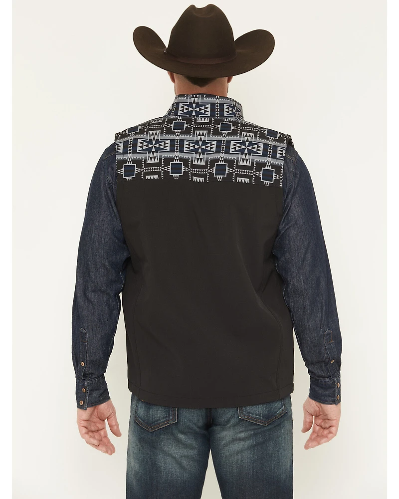 RANK 45® Men's Cheneka 2.0 Colorblock Southwestern Print Softshell Vest - Big