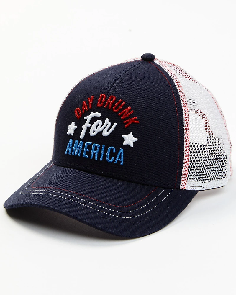 Shyanne Women's Day Drunk For America Embroidered Mesh-Back Ball Cap