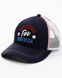 Shyanne Women's Day Drunk For America Embroidered Mesh-Back Ball Cap