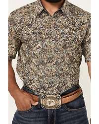 Cody James Men's Down The Road Paisley Print Short Sleeve Snap Western Shirt