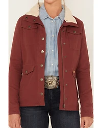 Powder River Outfitters Women's Sherpa-Lined Collar Denim Military Jacket