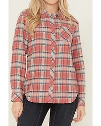 Idyllwind Women's Savoy Plaid Print Long Sleeve Pearl Snap Flannel Shirt