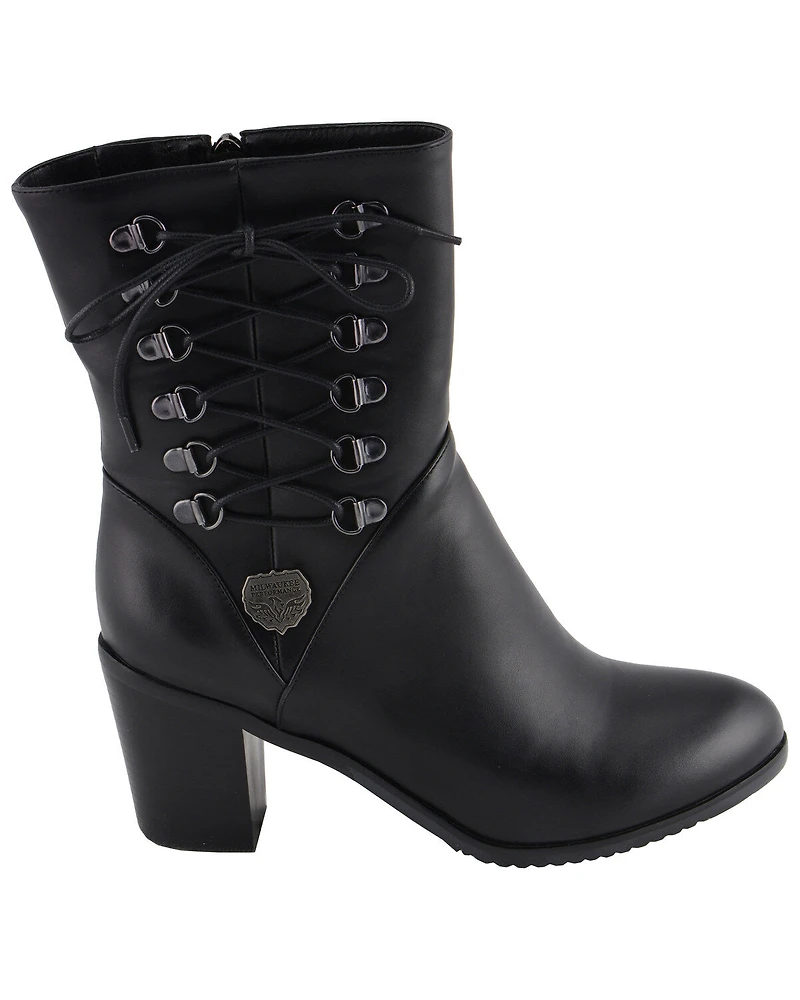 Milwaukee Leather Women's Laced Side Riding Boots - Round Toe