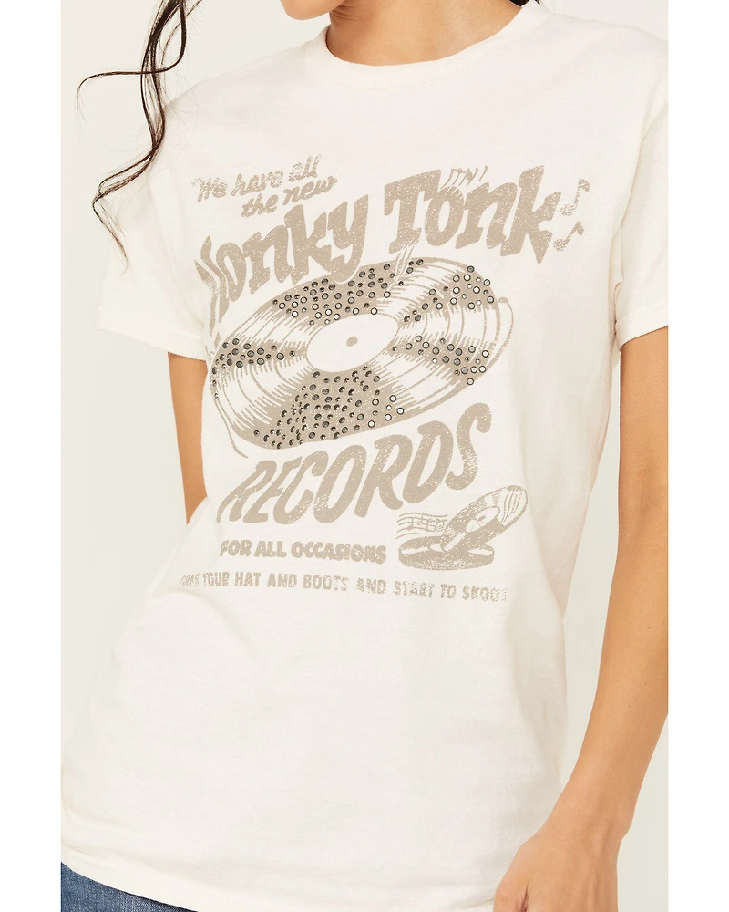 Youth Revolt Women's Embellished Honky Tonk Short Sleeve Graphic Tee