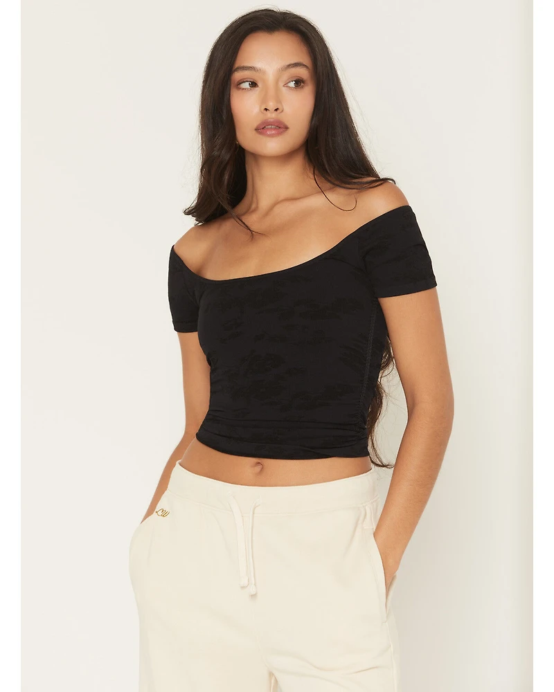 Fornia Women's Ruching Solid Short Sleeve Tee