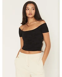 Fornia Women's Ruching Solid Short Sleeve Tee