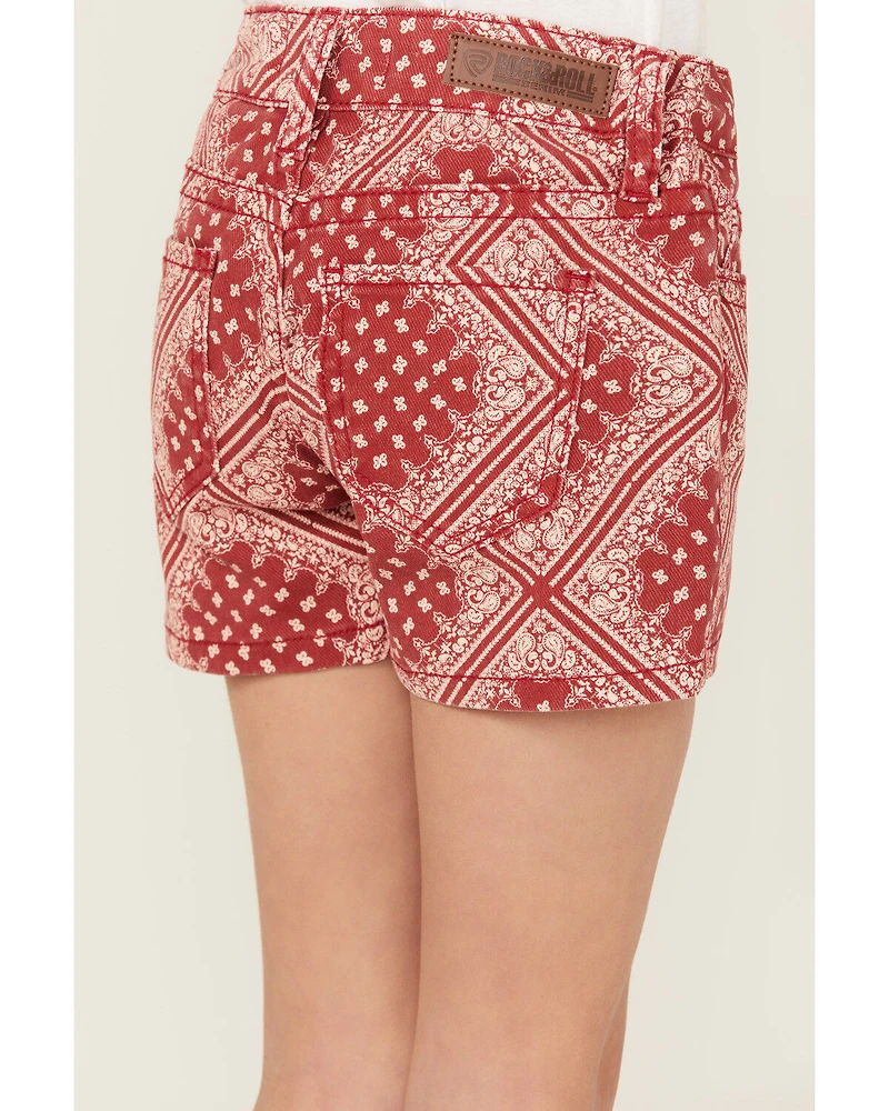 Panhandle Girls' Bandana Print Stretch Denim Shorts
