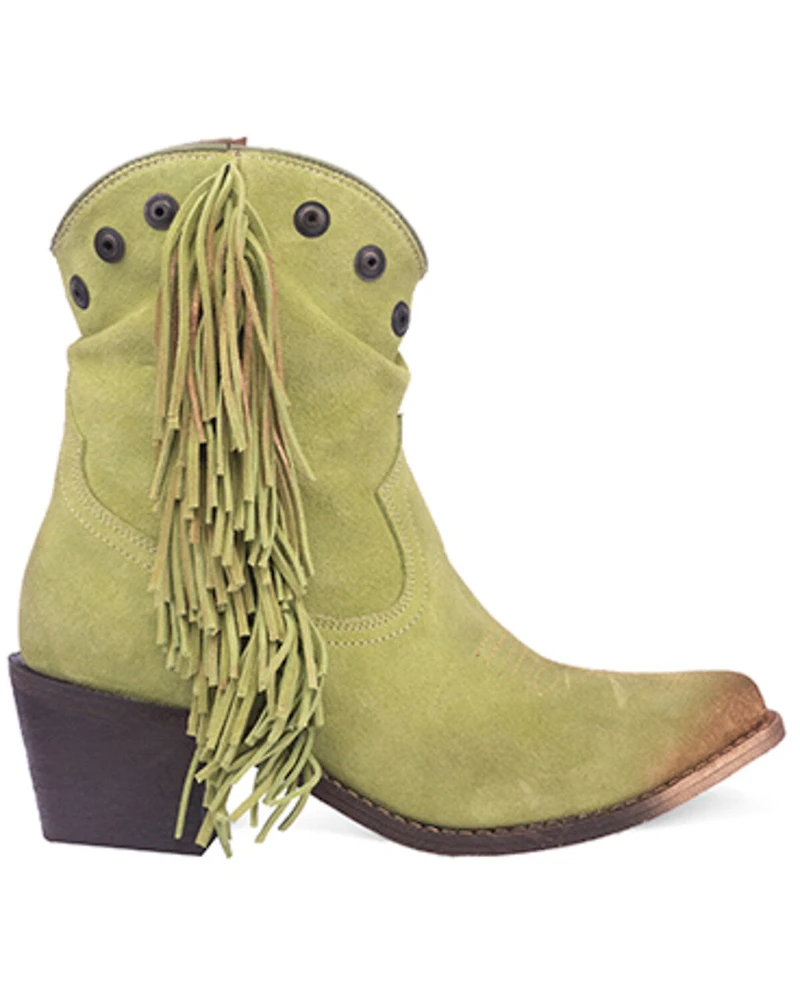 Circle G Women's Studded Suede Fringe Ankle Boots - Round Toe