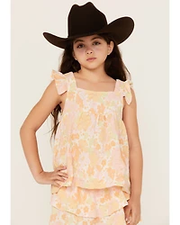 Hayden LA Girls' Pale Print Ruffle Sleeve Top