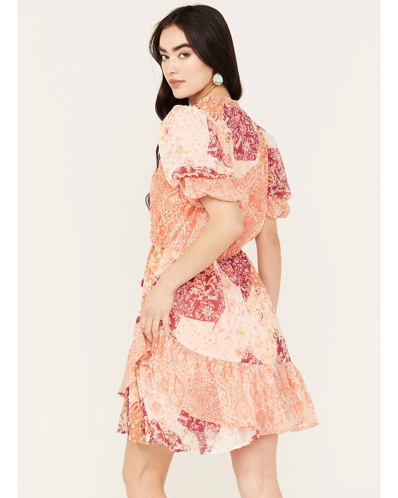 Miss Me Women's Floral Short Sleeve Mini Dress