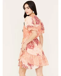 Miss Me Women's Floral Short Sleeve Mini Dress