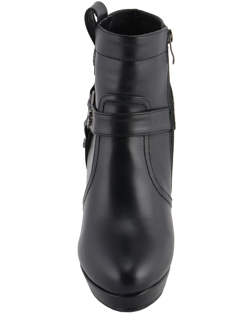 Milwaukee Leather Women's Block Heel Harness Booties - Round Toe